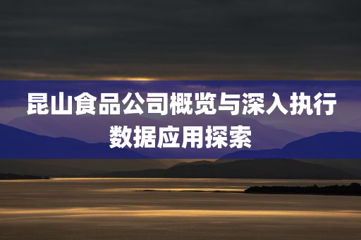 昆山食品公司概览与深入执行数据应用探索