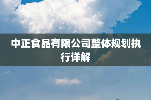 中正食品有限公司整体规划执行详解