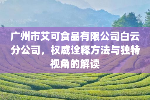 广州市艾可食品有限公司白云分公司，权威诠释方法与独特视角的解读