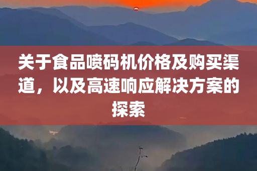 关于食品喷码机价格及购买渠道，以及高速响应解决方案的探索