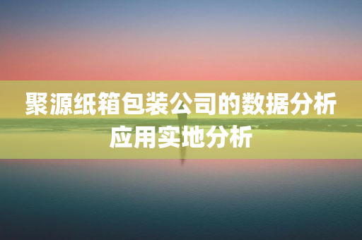 聚源纸箱包装公司的数据分析应用实地分析