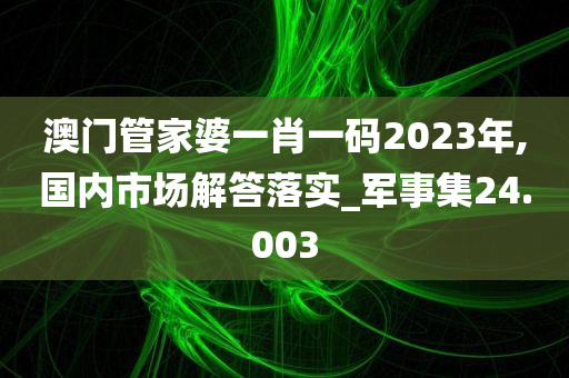 澳门管家婆一肖一码2023年,国内市场解答落实_军事集24.003