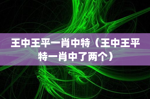 王中王平一肖中特（王中王平特一肖中了两个）