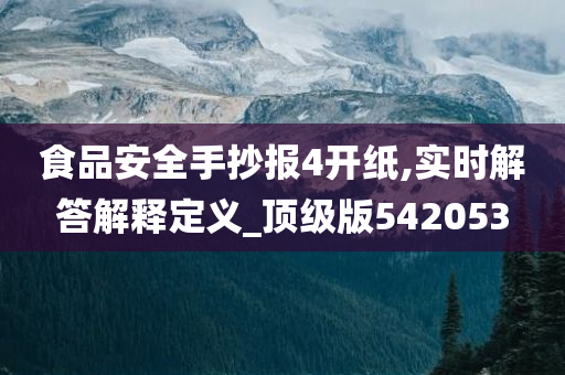 食品安全手抄报4开纸,实时解答解释定义_顶级版542053