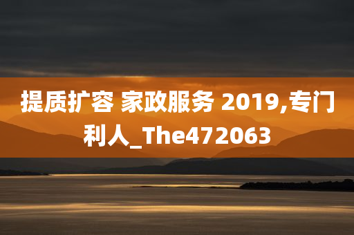 提质扩容 家政服务 2019,专门利人_The472063