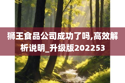 狮王食品公司成功了吗,高效解析说明_升级版202253