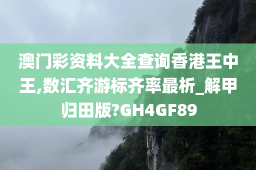 澳门彩资料大全查询香港王中王,数汇齐游标齐率最析_解甲归田版?GH4GF89