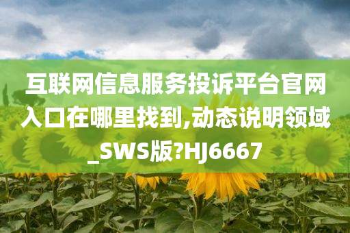 互联网信息服务投诉平台官网入口在哪里找到,动态说明领域_SWS版?HJ6667