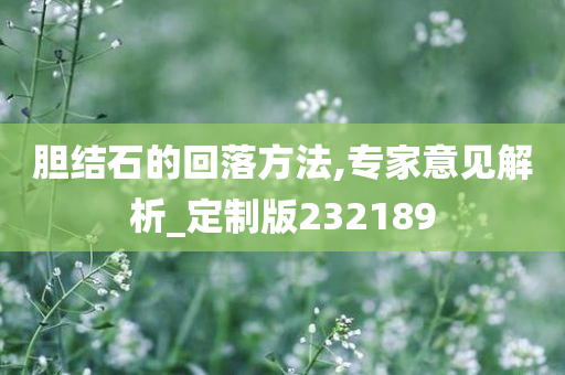 胆结石的回落方法,专家意见解析_定制版232189