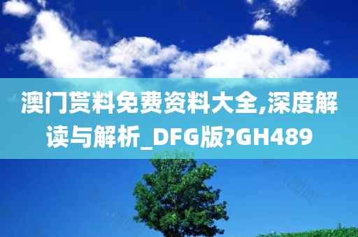 澳门贳料免费资料大全,深度解读与解析_DFG版?GH489