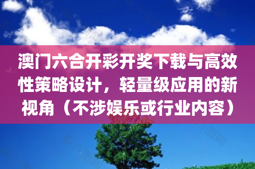 澳门六合开彩开奖下载与高效性策略设计，轻量级应用的新视角（不涉娱乐或行业内容）