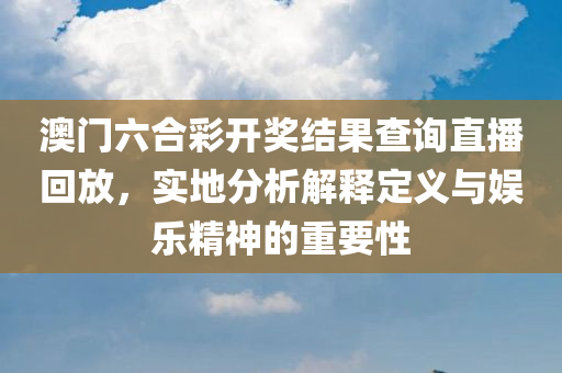 澳门六合彩开奖结果查询直播回放，实地分析解释定义与娱乐精神的重要性