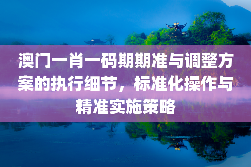 澳门一肖一码期期准与调整方案的执行细节，标准化操作与精准实施策略