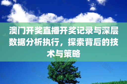 澳门开奖直播开奖记录与深层数据分析执行，探索背后的技术与策略