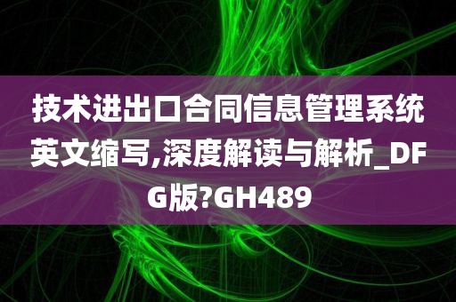 技术进出口合同信息管理系统英文缩写,深度解读与解析_DFG版?GH489