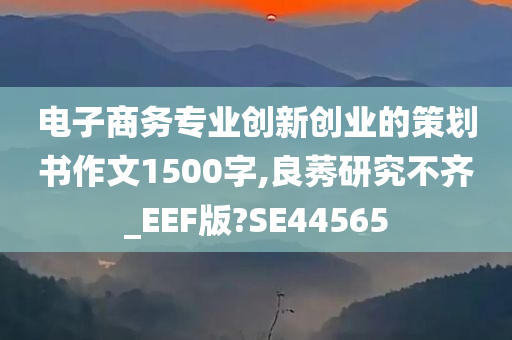 电子商务专业创新创业的策划书作文1500字,良莠研究不齐_EEF版?SE44565