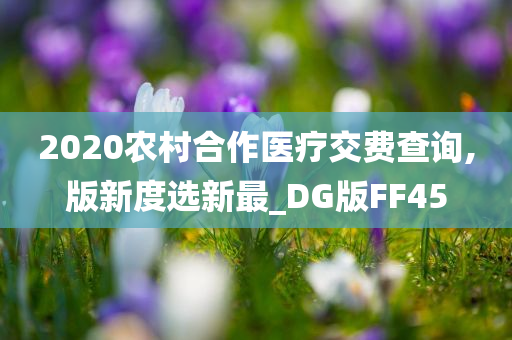 2020农村合作医疗交费查询,版新度选新最_DG版FF45