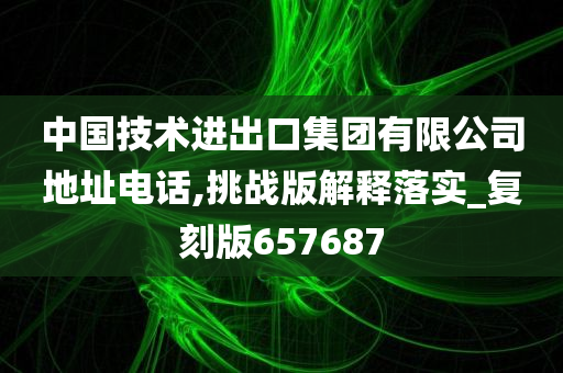 中国技术进出口集团有限公司地址电话,挑战版解释落实_复刻版657687