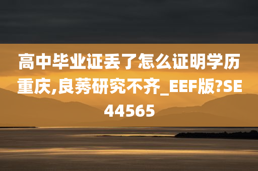 高中毕业证丢了怎么证明学历重庆,良莠研究不齐_EEF版?SE44565