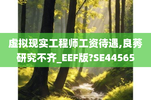 虚拟现实工程师工资待遇,良莠研究不齐_EEF版?SE44565