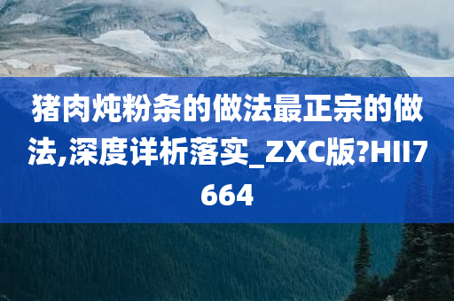 猪肉炖粉条的做法最正宗的做法,深度详析落实_ZXC版?HII7664