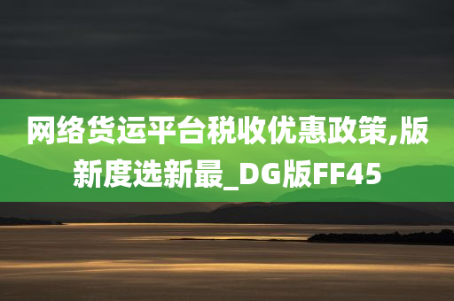 网络货运平台税收优惠政策,版新度选新最_DG版FF45