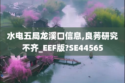 水电五局龙溪口信息,良莠研究不齐_EEF版?SE44565