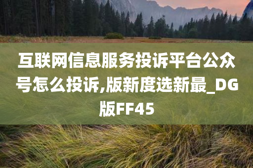 互联网信息服务投诉平台公众号怎么投诉,版新度选新最_DG版FF45