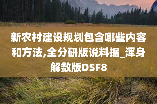 新农村建设规划包含哪些内容和方法,全分研版说料据_浑身解数版DSF8