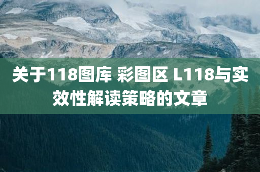 关于118图库 彩图区 L118与实效性解读策略的文章