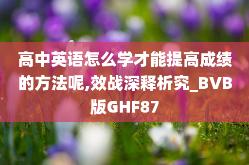 高中英语怎么学才能提高成绩的方法呢,效战深释析究_BVB版GHF87