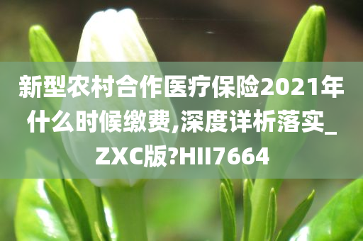 新型农村合作医疗保险2021年什么时候缴费,深度详析落实_ZXC版?HII7664