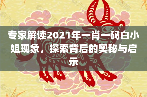 专家解读2021年一肖一码白小姐现象，探索背后的奥秘与启示