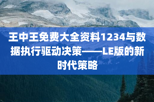 王中王免费大全资料1234与数据执行驱动决策——LE版的新时代策略