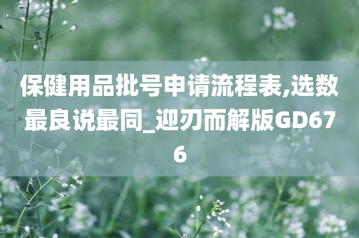 保健用品批号申请流程表,选数最良说最同_迎刃而解版GD676