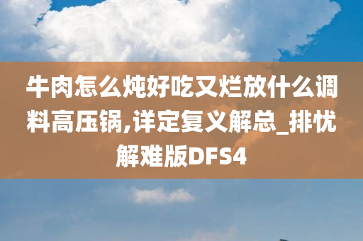 牛肉怎么炖好吃又烂放什么调料高压锅,详定复义解总_排忧解难版DFS4