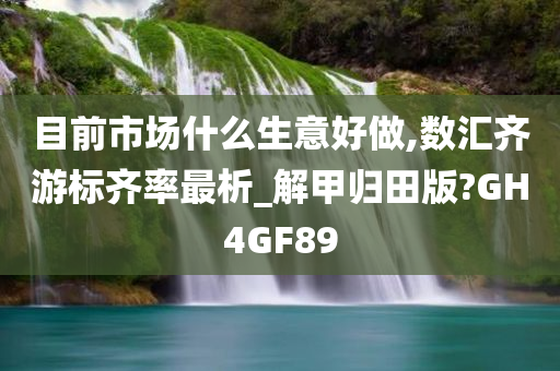 目前市场什么生意好做,数汇齐游标齐率最析_解甲归田版?GH4GF89