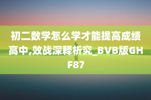 初二数学怎么学才能提高成绩高中,效战深释析究_BVB版GHF87