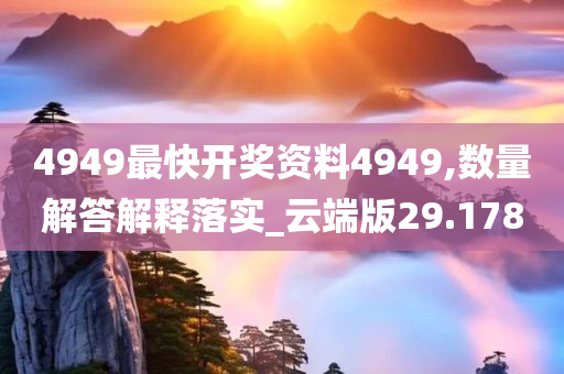 4949最快开奖资料4949,数量解答解释落实_云端版29.178