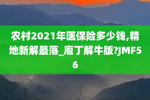 农村2021年医保险多少钱,精地新解最落_庖丁解牛版?JMF56