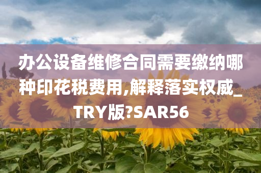 办公设备维修合同需要缴纳哪种印花税费用,解释落实权威_TRY版?SAR56