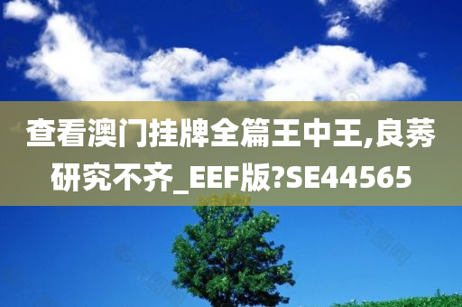 查看澳门挂牌全篇王中王,良莠研究不齐_EEF版?SE44565