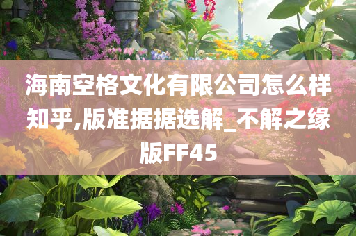 海南空格文化有限公司怎么样知乎,版准据据选解_不解之缘版FF45