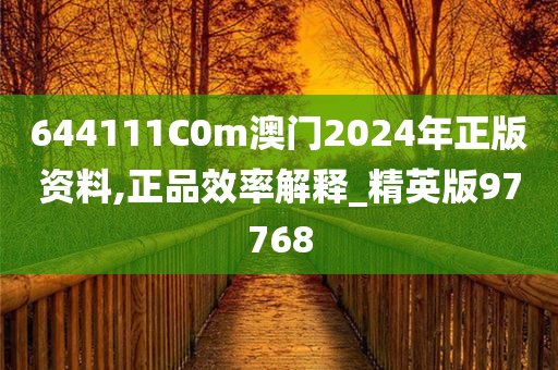 644111C0m澳门2024年正版资料,正品效率解释_精英版97768