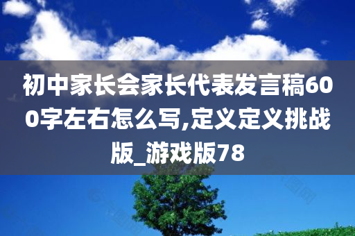 初中家长会家长代表发言稿600字左右怎么写,定义定义挑战版_游戏版78