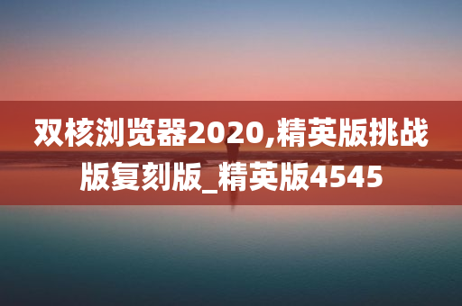 双核浏览器2020,精英版挑战版复刻版_精英版4545