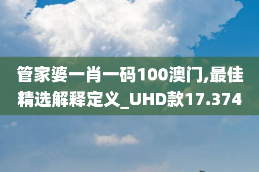 管家婆一肖一码100澳门,最佳精选解释定义_UHD款17.374