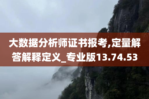 大数据分析师证书报考,定量解答解释定义_专业版13.74.53