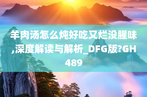 羊肉汤怎么炖好吃又烂没腥味,深度解读与解析_DFG版?GH489