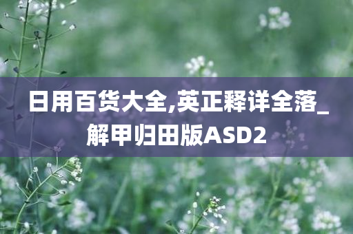 日用百货大全,英正释详全落_解甲归田版ASD2